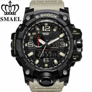 SMAEL Men ' s Dual Display Wristwatches Military Alarm Quartz Sports Watch FR 2