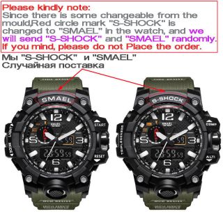 SMAEL Men ' s Dual Display Wristwatches Military Alarm Quartz Sports Watch FR 3