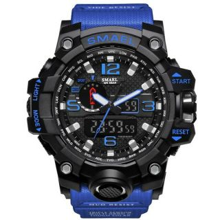 SMAEL Men ' s Dual Display Wristwatches Military Alarm Quartz Sports Watch FR 5