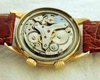 1950 ' s GIRARD PERREGAUX ALARM GOLDEN TEXTURED DIAL 34.  3MM GOLD PLATED CASE 2