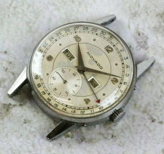 Vintage Movado Triple - Date Calendar Wristwatch 33mm Steel NR FOR REPAIR 2