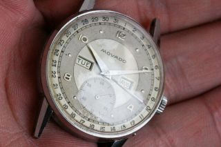 Vintage Movado Triple - Date Calendar Wristwatch 33mm Steel NR FOR REPAIR 3