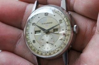 Vintage Movado Triple - Date Calendar Wristwatch 33mm Steel NR FOR REPAIR 4