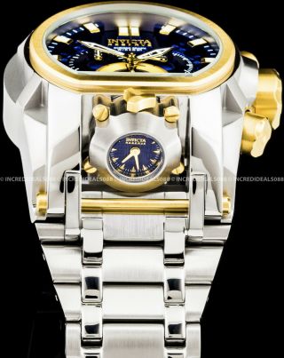 Invicta Reserve Zeus Magnum Swiss Chronograph Gold Silver Blue Dial Watch 20111