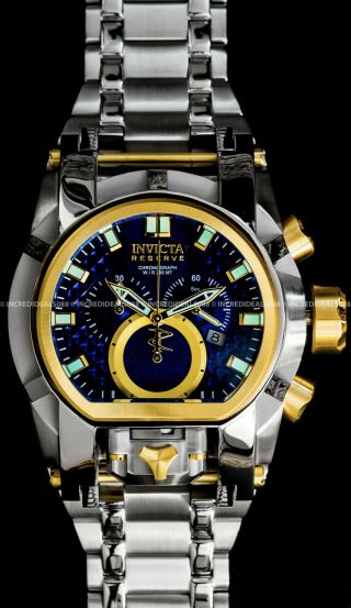 Invicta Reserve Zeus Magnum Swiss Chronograph Gold Silver Blue Dial Watch 20111 8