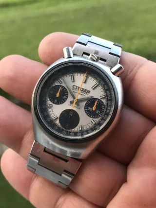 Vintage Citizen Bullhead Chronograph Automatic Stailess Stell (good) L