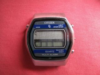 Vintage Citizen Cq 40 - 1099 Multi Alarm Lcd Digital Watch/ For Spare