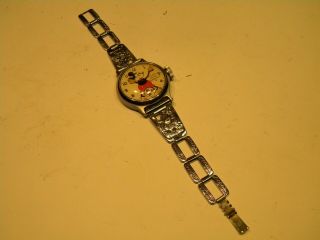 Ingersoll 1930 ' s Metal Band Mickey Mouse Wristwatch In Exceptional 2