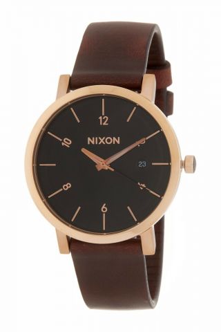 Nixon Men’s Rollo 38 Leather Strap Watch - Rosegold/black