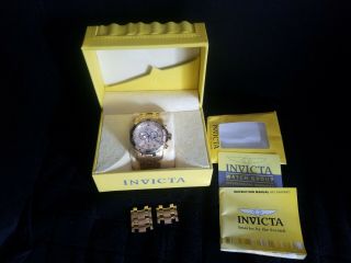 Invicta Pro Diver Scuba Gold Plated Gold Dial Chrono S.  S Watch Needs Battery