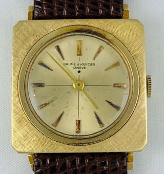 Baume & Mercier Classic Mens Vintage 14k Solid Gold 17 Jewels Watch Swiss Made.