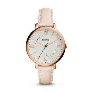 Fossil Es3988 Jacqueline Silver Dail Date Blush Pink Leather Watch