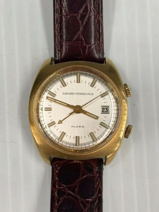 Vintage Girard Perregaux Alarm 112 - 278 Wristwatch 17 Jewel Wind Up Gold Plated