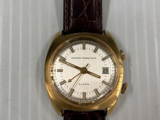 Vintage Girard Perregaux Alarm 112 - 278 Wristwatch 17 Jewel Wind Up Gold Plated 3