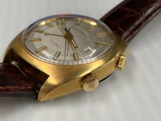 Vintage Girard Perregaux Alarm 112 - 278 Wristwatch 17 Jewel Wind Up Gold Plated 7