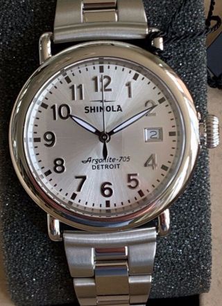 Shinola Detroit Runwell Swiss/usa 36mm Unisex Watch Stainless Band $750 Wood Box