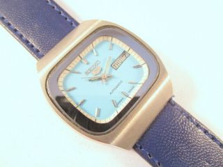 Vintage Seiko 5 Automatic Day - Date Blue Dial Japan Made Wrist Watch U77