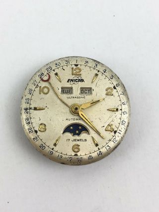 Vintage Enicar Triple Date Moonphase 17 Jewels Automatic Watch Movement
