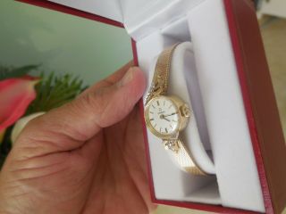 Vintage Omega Ladies hand winding 14k Solid Yellow Gold Case Caliber 1100 1970 ' s 2