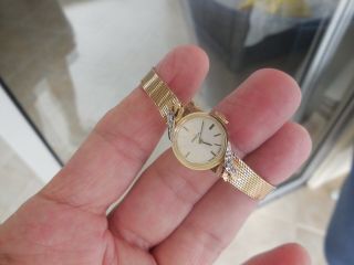 Vintage Omega Ladies hand winding 14k Solid Yellow Gold Case Caliber 1100 1970 ' s 3