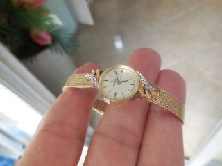 Vintage Omega Ladies hand winding 14k Solid Yellow Gold Case Caliber 1100 1970 ' s 5