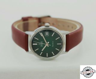 Vintage Omega Geneve Automatic Cal.  1012 Green Dial,  35mm Steel Case 166.  0163