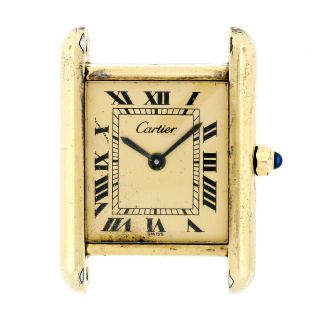 Not Vintage 20mm 18k Yellow Gold Over Silver Cartier Tank Quartz Watch