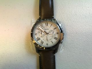 Fossil Grant Brown Stainless Steel Chronograph Leather Band Fs5344
