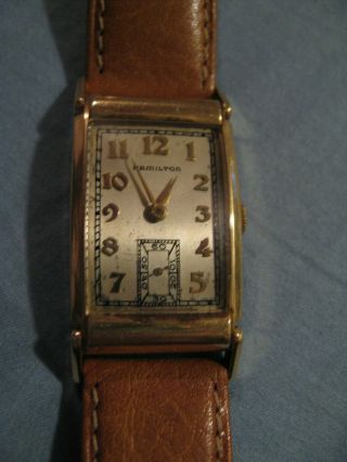 Hamilton Vintage Art Deco Wrist Watch 14k Solid Gold Case -
