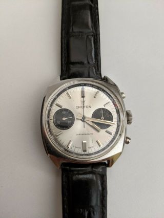 Vintage Croton Camero Chronograph Panda Dial Stainless Steel Vintage Watch