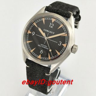 41mm Corgeut Black Dial Sapphire Glass Steel Shell Automatic Mens Watch