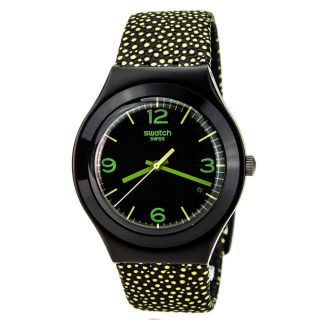 Swatch Irony Yellow Drops Leather Band Date Watch 38mm Ygb4004 $105