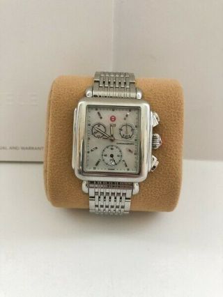 Michele Deco Chronograph Wrist Watch For Women Silver : Great Cond.