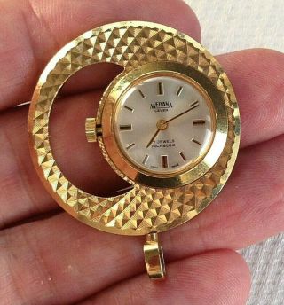 Vintage Jewellery Gold Medana Lever Hw Watch 17jewels Pendant Necklace