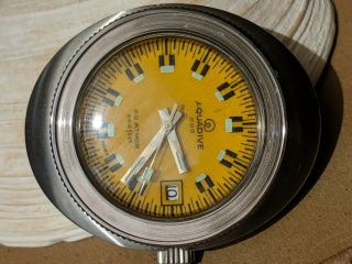 Vintage Aquadive 200 Diver w/Yellow Orange Dial,  All SS Case FOR REPAIR/PARTS 5