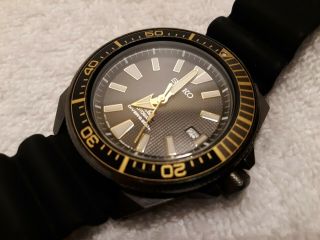 Seiko Men ' s Prospex Black & Gold Samurai Rubber Strap 200meter Automatic Watch 5