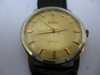 Vintage Omega Geneve Automatic Watch With Pie Pan Dial Model