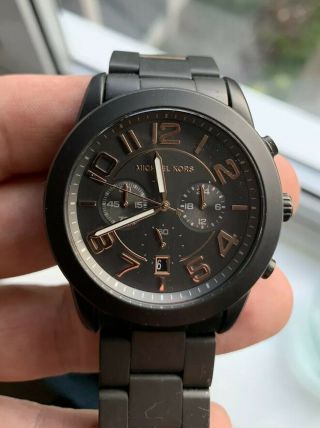 Micheal Kors Mk - 8330 Mens Rose Gold And Black Chronograph Watch