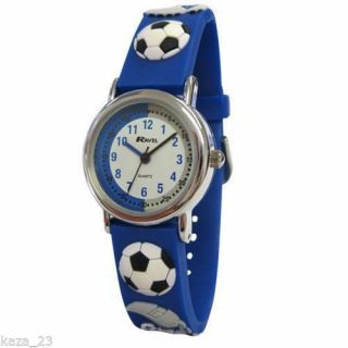 Childrens Boys Football Mad Watch With Blue Pvc Strap With 3d Boots Net Whistle