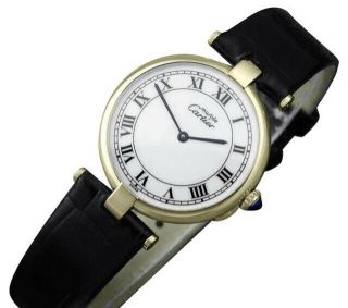 Cartier White Must De Vendome Ladies Vermeil 18k Gold Over Sterling Watch