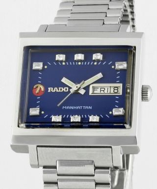 Rare Swiss Rado Manhattan Automatic Day Date Mens Wrist Watch
