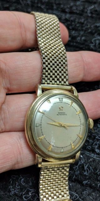 Rare Vintage Omega 17 Jewel Automatic 14kt Gold - Filled Watch - Good Condit