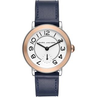 Nib Marc By Marc Jacobs Ladies Riley Two - Tone And Blue Leather Watch - Mj1602