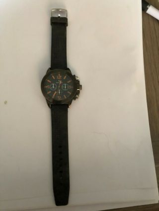 Large Black Watch With Orange Face Watch And Rubber Strap