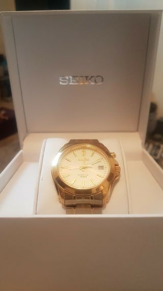 Boxed Seiko Kinetic 50m Mens Watch.  5m62 - 0av0.  With Spare Seiko Links