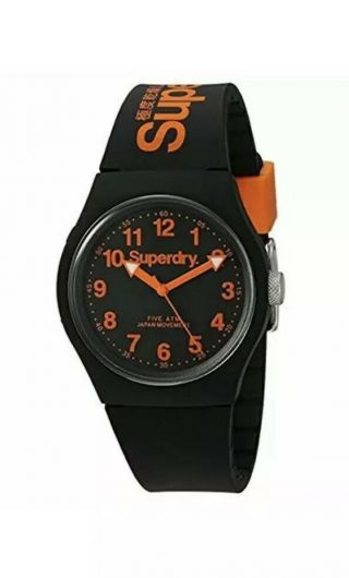 Superdry Analogue Quartz Watch With Silicone Strap - Black/orange Syg164b Unisex