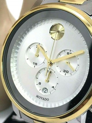 Movado Bold Swiss Chronograph Silver Dial Two Tone S.  Steel Men 