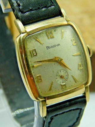 Vintage Bulova 10k Rolled Gold Plate 17 Jewel Gents Wrist Watch Circa 1965 11al