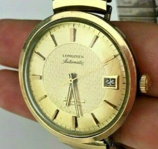 VINTAGE LONGINES AUTOMATIC ADMIRAL 5 STARS DATE 35 MM MEN ' S GOLD FILLED 10K 2