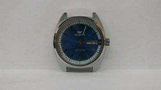 Vintage Waltham Self Winding Stainless Steel Blue Dial Wristwatch